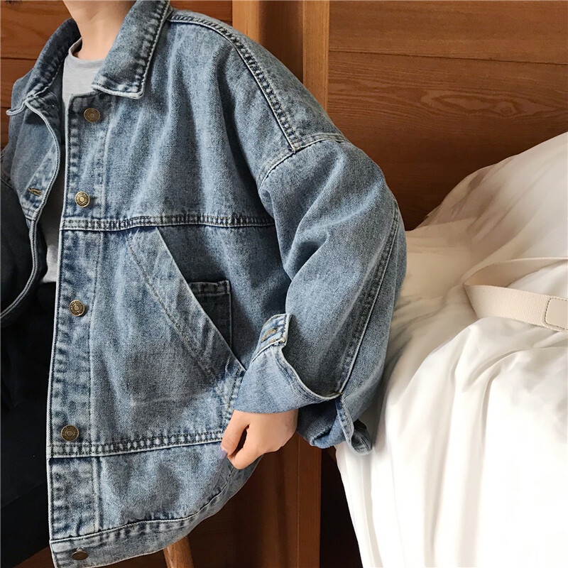 Áo khoác denim IELGY dáng rộng mỏng tay dài phong cách cổ điển dễ phối đồ thời trang cho nữ
