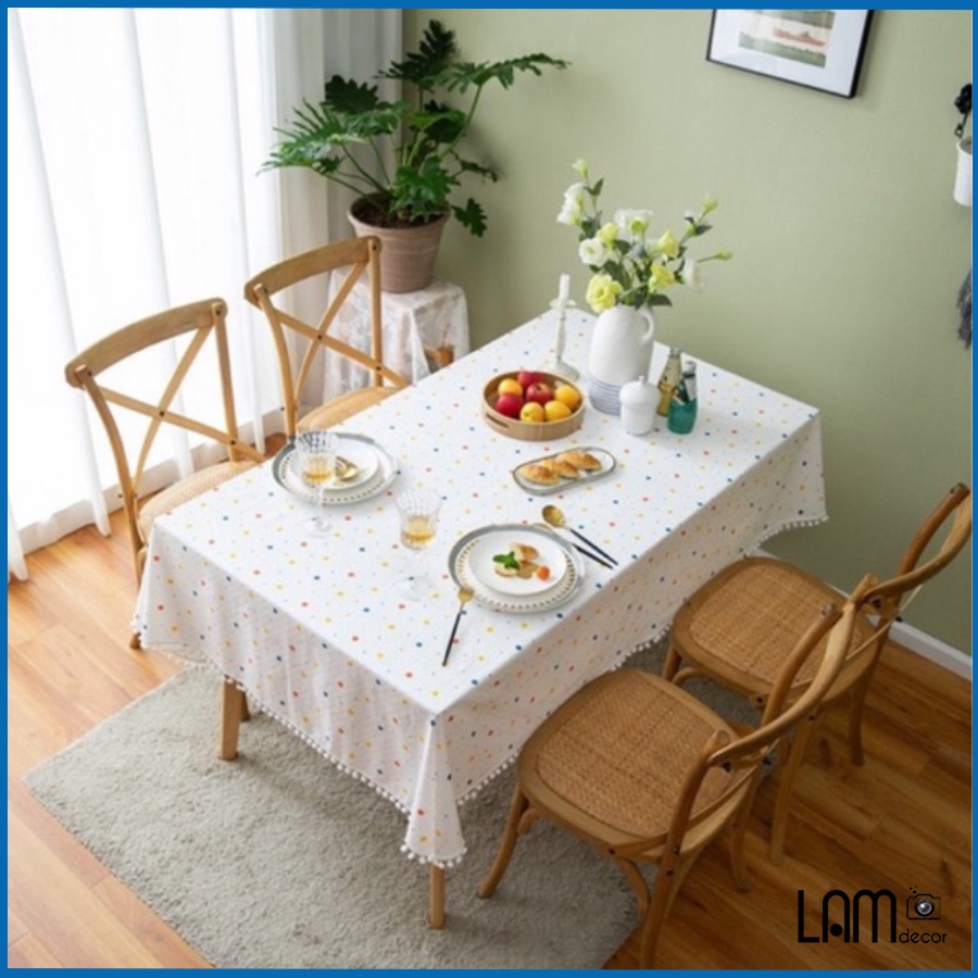 BST Khăn trải bàn phong cách Châu âu, table runner để trang trí nhà cửa chất liệu vải cotton pha