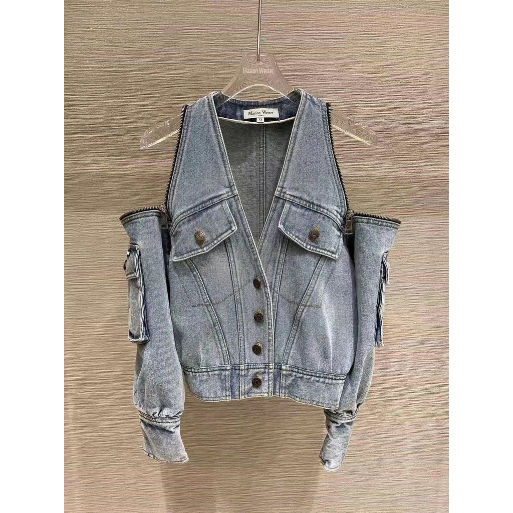 Áo khoác denim dáng ôm phong cách retro Hàn Quốc 2022