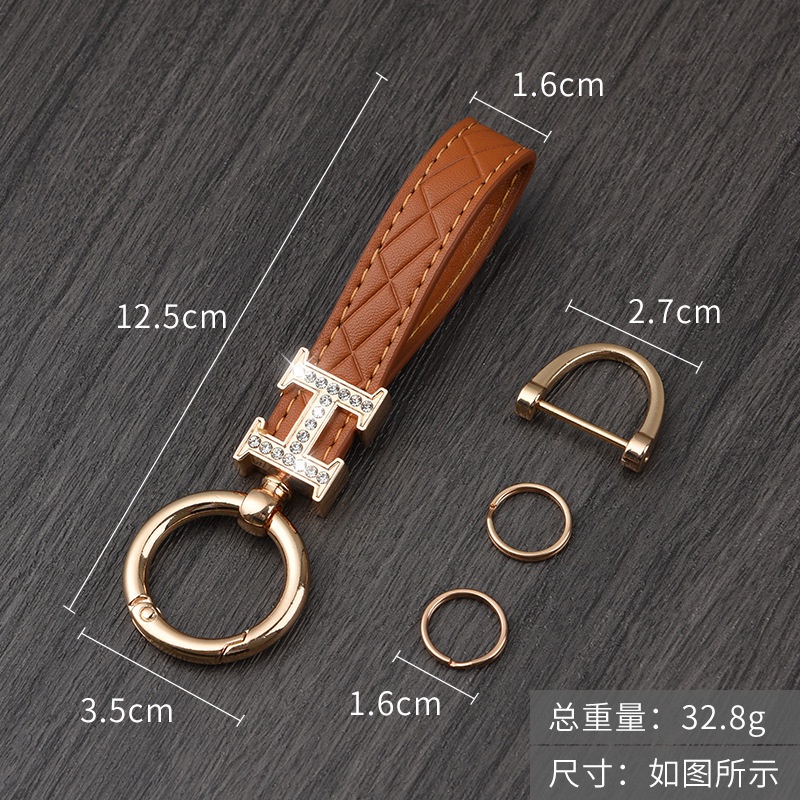 Móc Khóa Dây Da Đính Kim Cương Sáng Tạo Thời Trang Dành Cho Nam Và Nữ