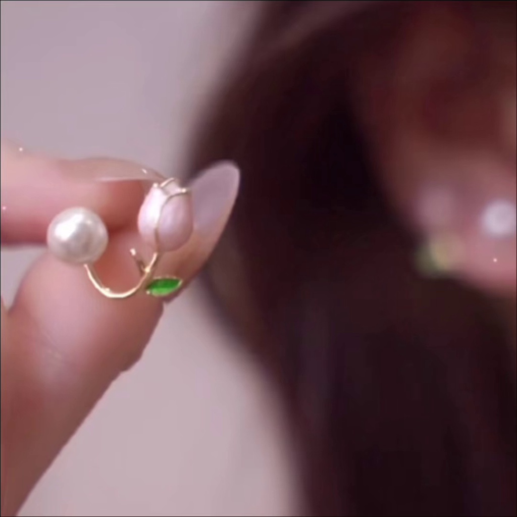 iF YOU Hoa Tai Hình Hoa Tulip Đính Hạt Ngọc Trai Thanh Lịch Cho Nữ