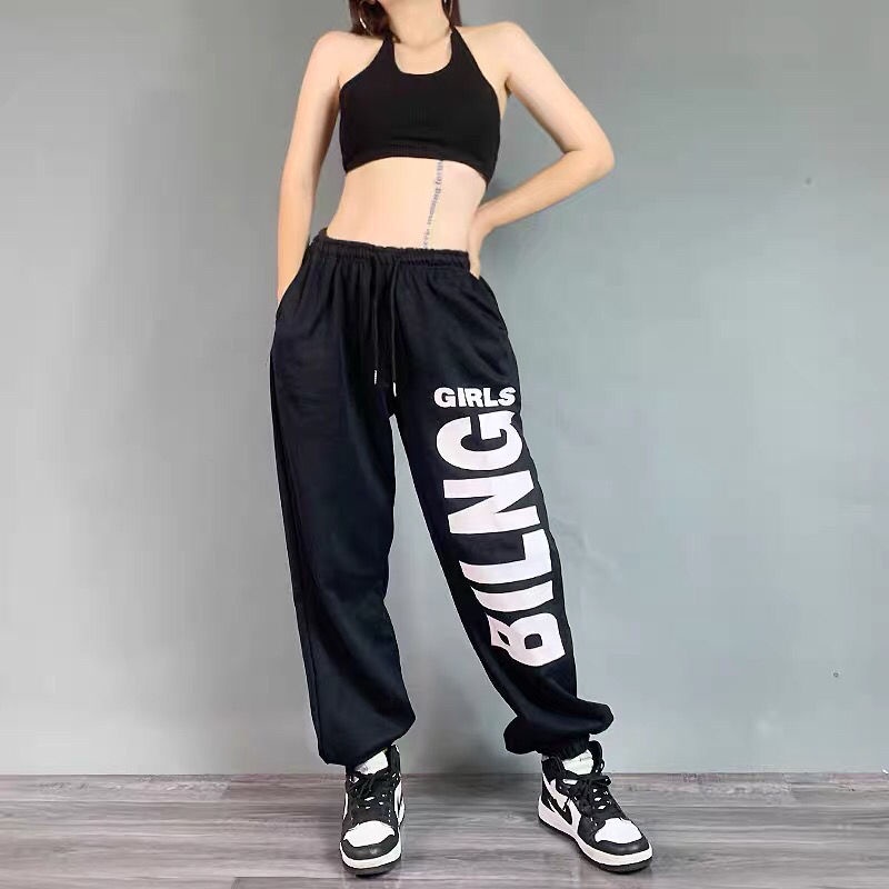 Quần thể thao IELGY dáng rộng phong cách hip hop thời trang cho nữ