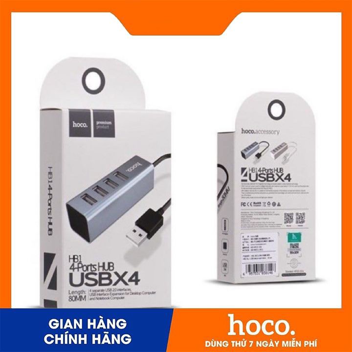 Hub Usb 💎Chính Hãng💎 Bộ Hub 4 cổng USB Hoco HB1 Chính Hãng - Bảo hành 12 tháng