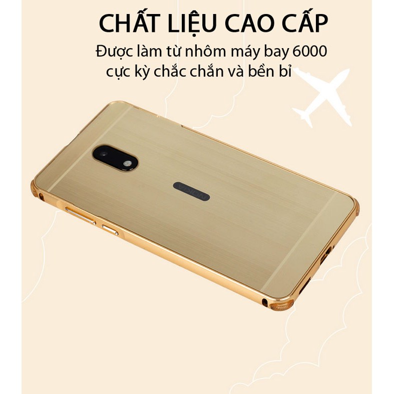 Ốp lưng Nokia 6 LT Metal nhôm phay + Dán lưng Carbon