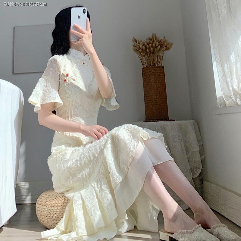 Đầm Sườn Xám Cách Tân Dáng Dài Thời Trang Mùa Hè Xinh Xắn Cho Nữ