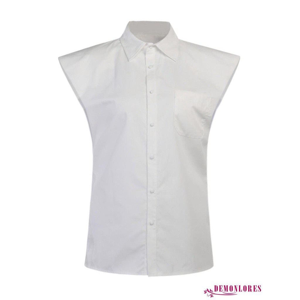 Áo sơ mi không tay màu sắc đơn giản thời trang mùa hè cho nữ