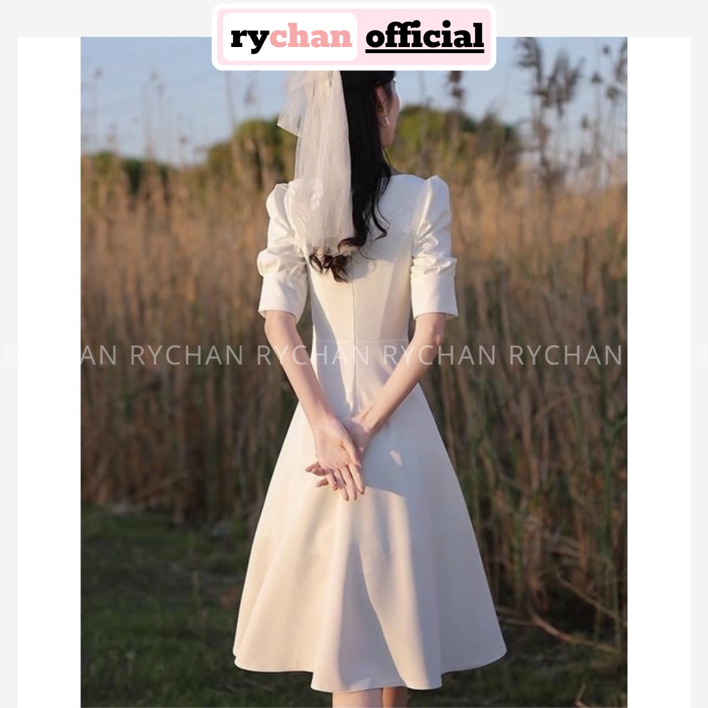 Đầm Nữ Dự Tiệc Dáng Dài Cổ Tầng Tay Bo Thắt Eo Màu Trắng Style Nàng Thơ [ẢNH THẬT CUỐI] - DX9900