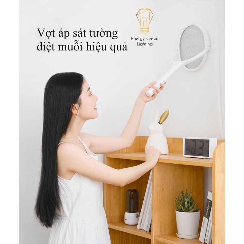 [PIN TRÂU] Vợt Bắt Muỗi AN01 Energy Green Lighting Kiêm Đèn Thu Hút Muỗi - Diệt Muỗi Để Bàn - Treo Tường Tiện Lợi