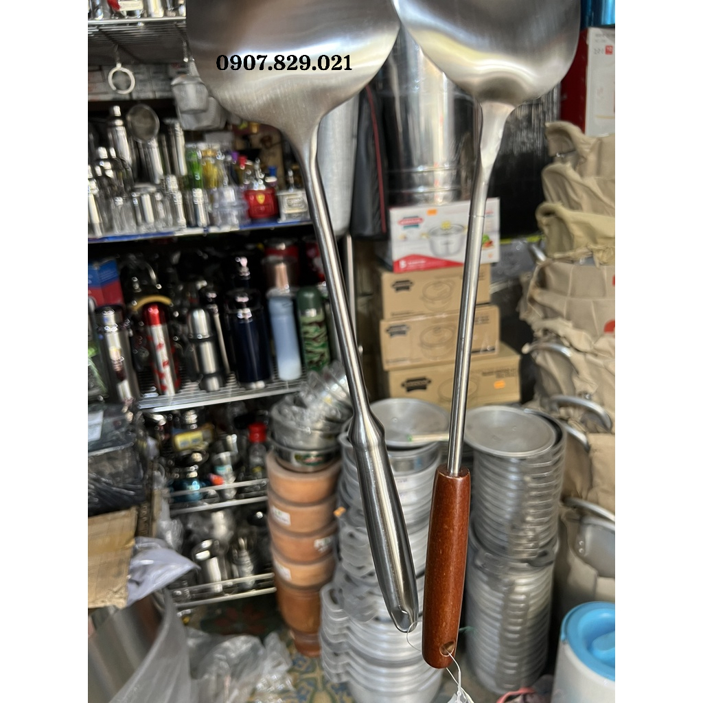 Vá, Sạn INOX 304 Cao Cấp Cán Gỗ / Cán Inox