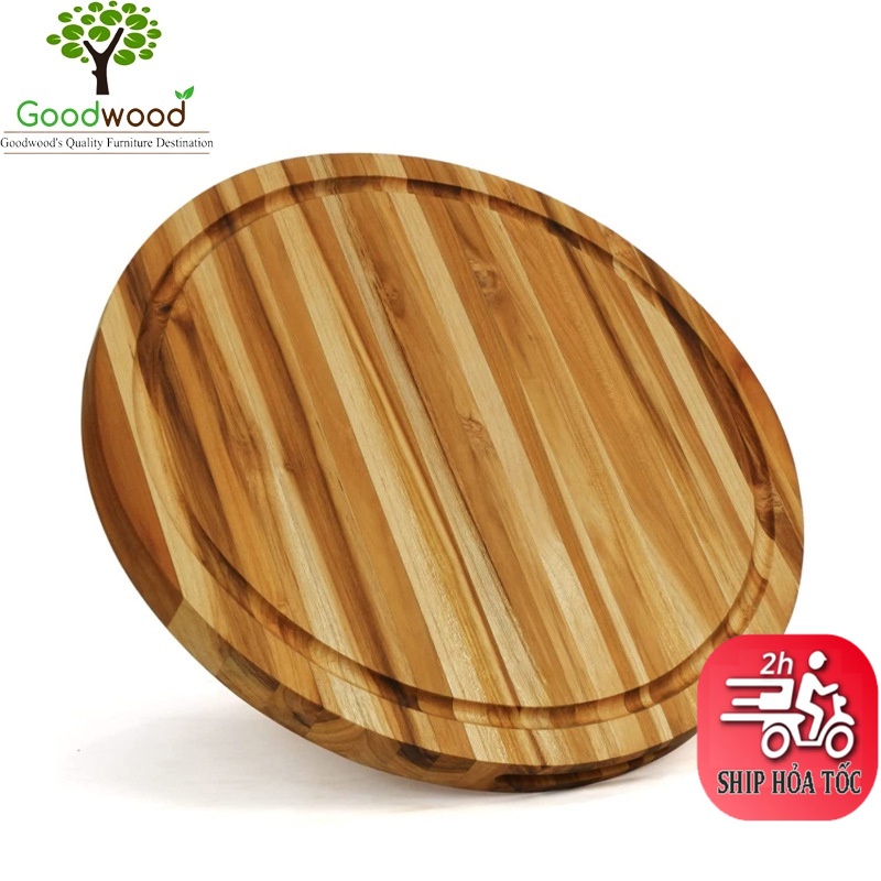 Thớt Gỗ Tròn Teak Cao Cấp R- 39 cm Wood Cutting Boards Hàng Xuất Khẩu Châu Âu Goodwood