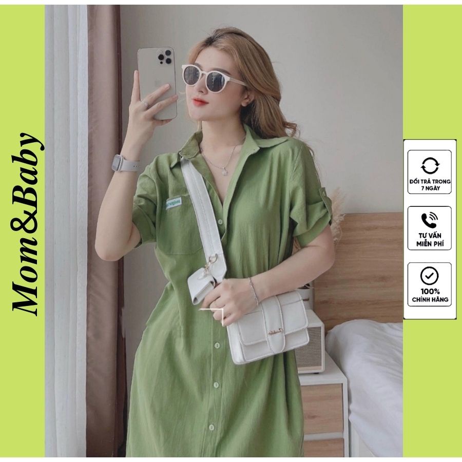 Váy bầu đầm bầu dáng dài sơ mi thời trang thiết kế công sở xinh xắn M572 mặc đi làm đi chơi thoải mái Mom and Baby