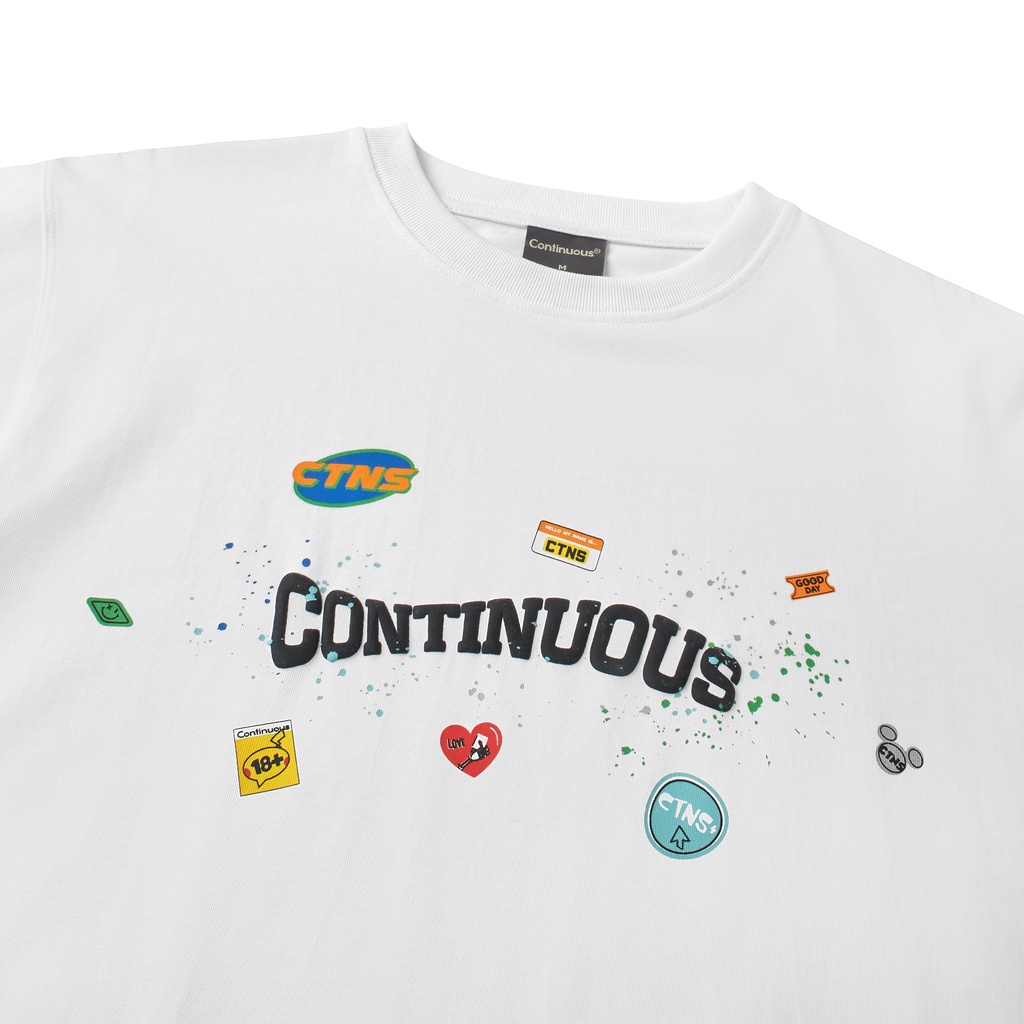 Áo thun Continuous - CTNS - STICKER - VẨY SƠN/ White