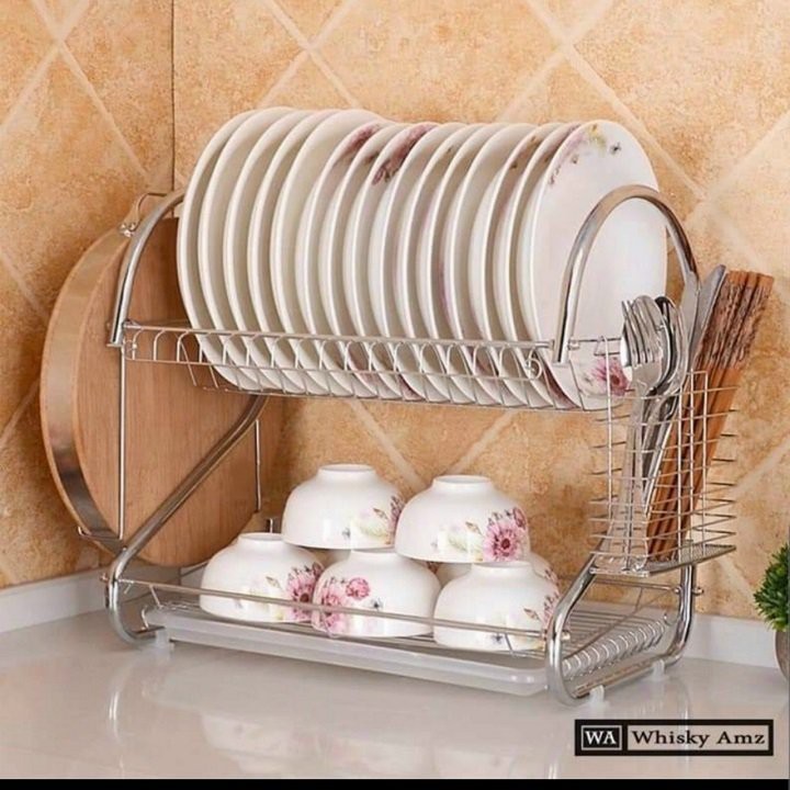 kệ chén dĩa inox 2 tầng - kệ chén dĩa inox 2 tầng