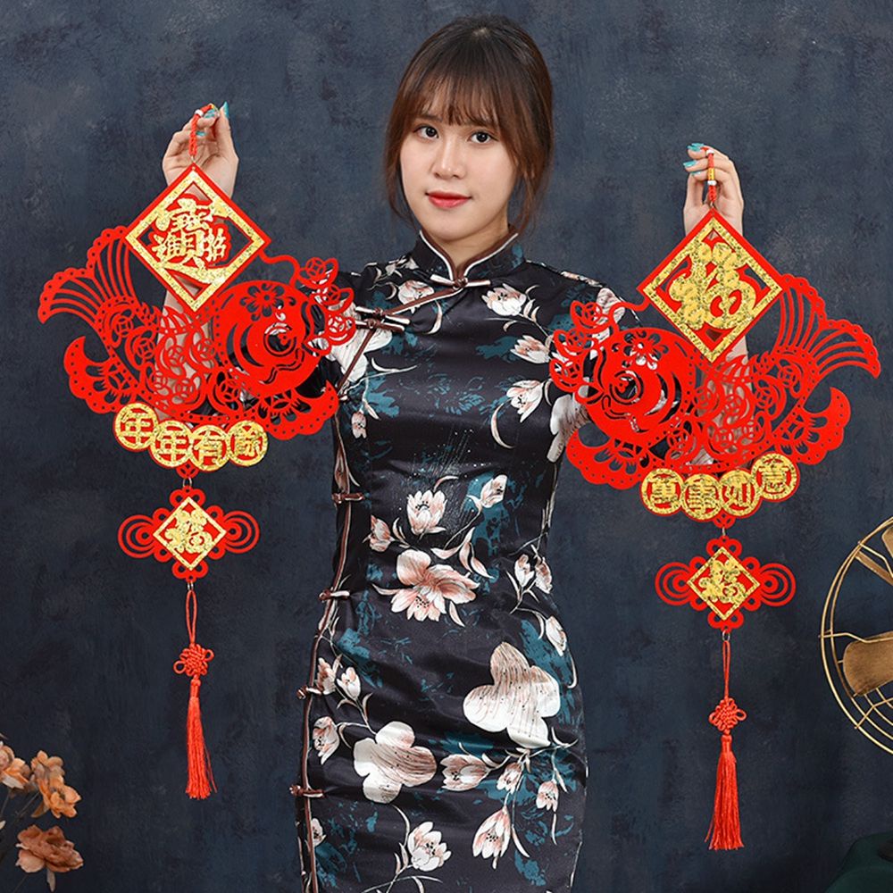 Set 2 dây treo trang trí năm mới màu đỏ may mắn tùy chọn kiểu dáng