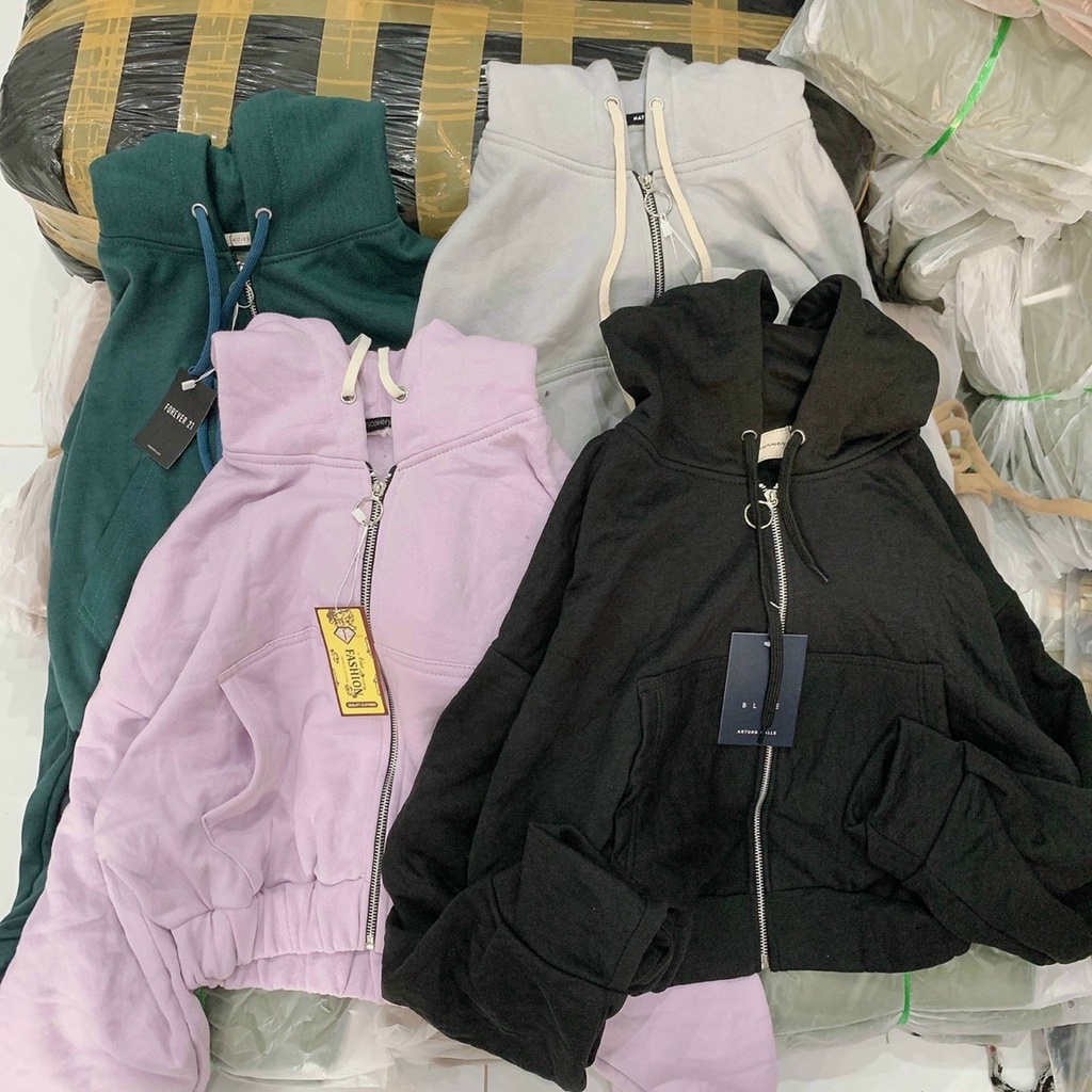 ÁO KHOÁC CROPTOP TAY PHỒNG NỮ VẢI NỈ ,ÁO HOODIE CROPTOP NỮ MÀU TRƠN NHIỀU MÀU | BigBuy360 - bigbuy360.vn