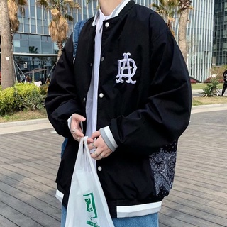 Áo khoác ngoài bomber nam,Áo bóng chày nam jacket form rộng phối họa tiết bên hông thêu chữ thời trang ulzzang hàn quốc