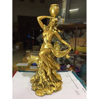 Tượng đá nghệ thuật cô gái ngồi gốc cây - n7