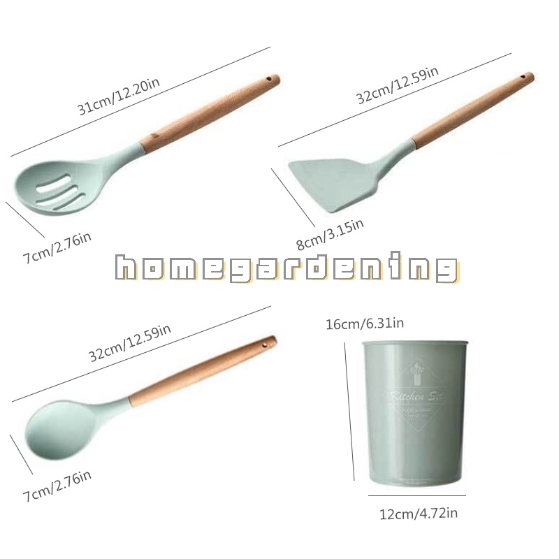 Dụng Cụ Nhà Bếp Dễ Dàng Tháo Rời Bằng Gỗ Và Silicon