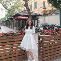 Váy trắng prom tiểu thư