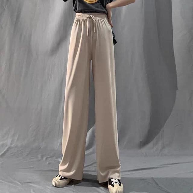 Quần ống rộng culottes cạp chun thắt nơ