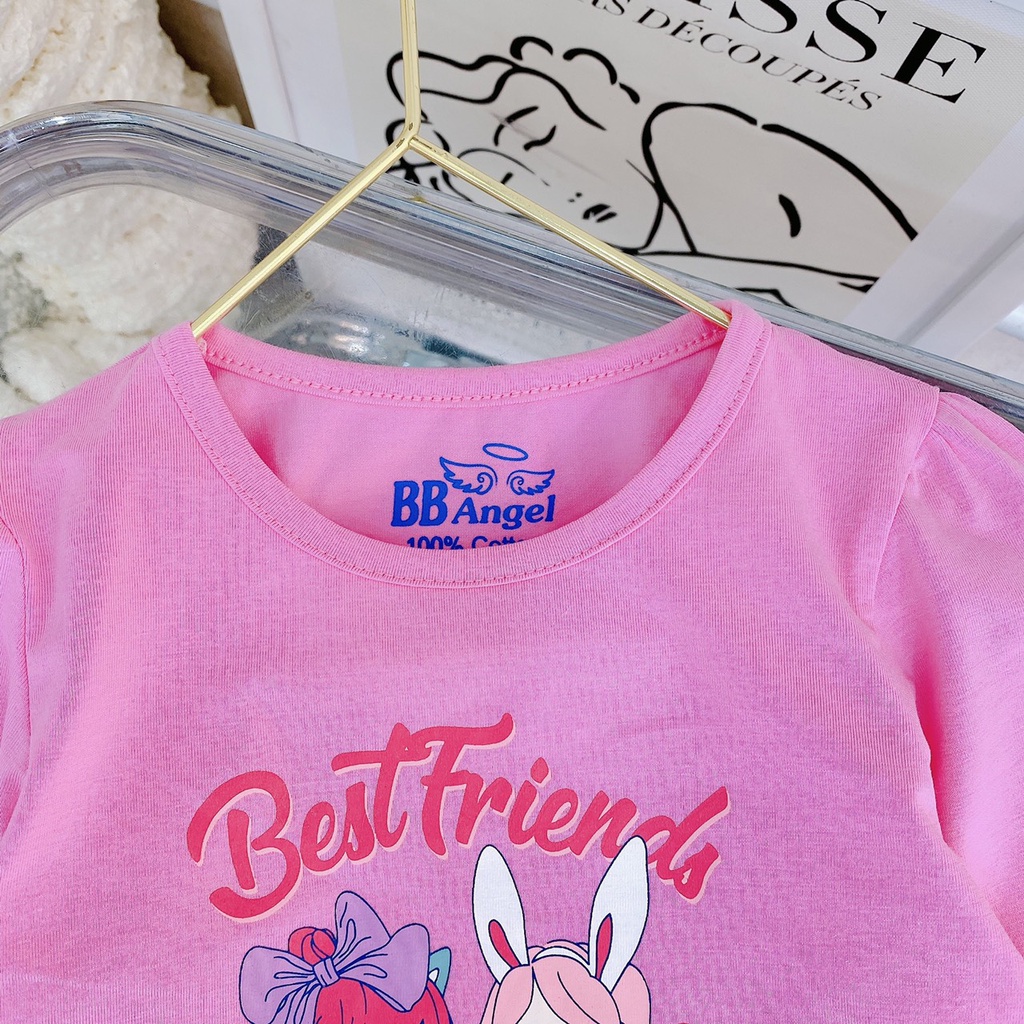 Áo thun dài tay thương hiệu BB Angel chất liệu cotton mềm mịt, hình in best friend siêu đẹp cho bé gái