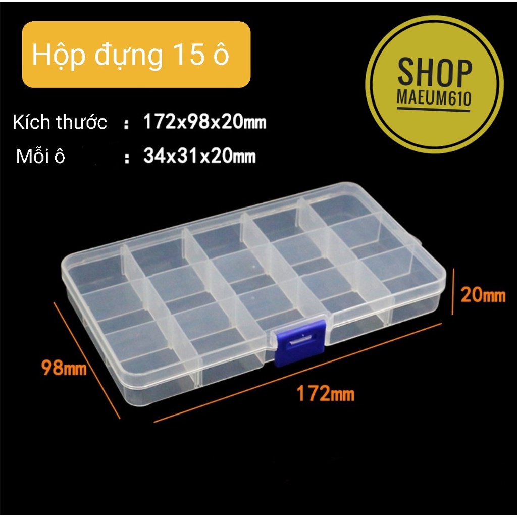 Hộp đựng đồ trang sức 15 ô, Hộp đựng linh kiện điện tử tiện lợi ShopMaeum610