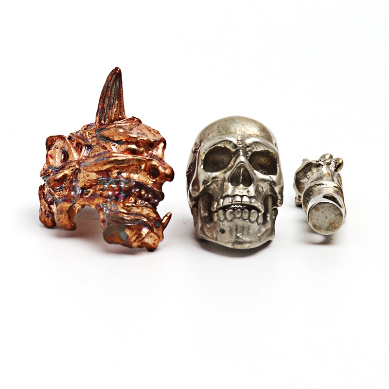 Móc khóa hình đầu lâu bằng đồng thau màu trắng DIY