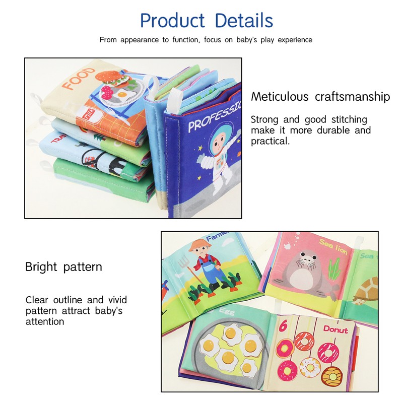 6 kiểu dành cho trẻ sơ sinh Sách vải mềm Âm thanh xộc xệch Sách giáo dục sớm cho trẻ em