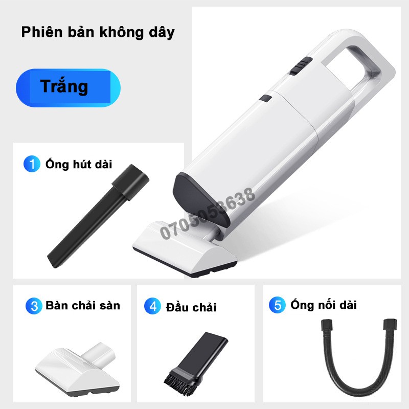 Máy hút bụi cầm tay mini, máy hút bụi giường, ô tô không dây HELLOLEIBOO dùng cho cá nhân, gia đình lực hút 9000PA MHB02