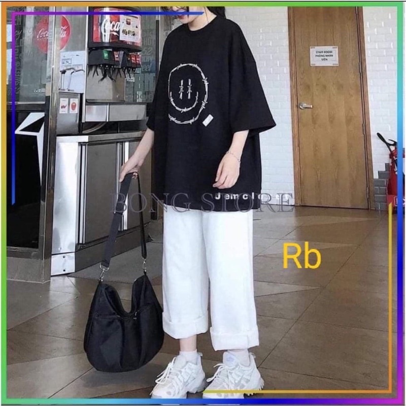 Set Quần Dài Trắng suông Áo Sadboiz Nữ [FREESHIP Bộ đồ culottes trơn  kèm thun form rộng tay lỡ in hình vintage Ulzzang