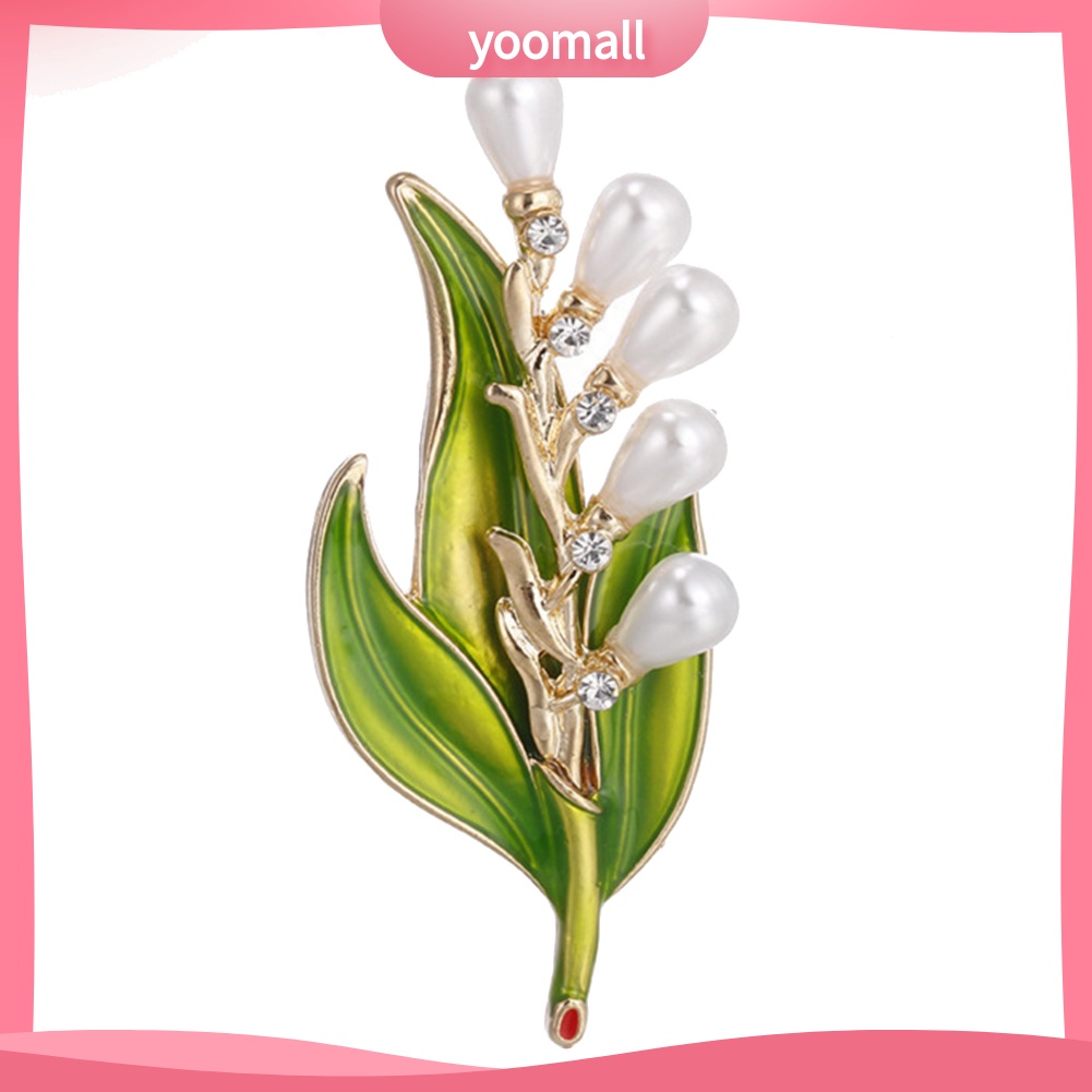 YOML✔Rhinestone Faux Pearl Tree Leaf Brooch Pin Fashion Women Party Jewelry Gift