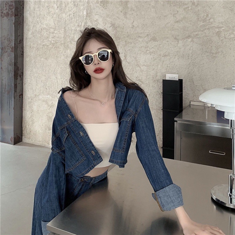 Set Jean nữ cao cấp thiết kế rời 2 mảnh trẻ trung, dáng rộng phong cách NV0598