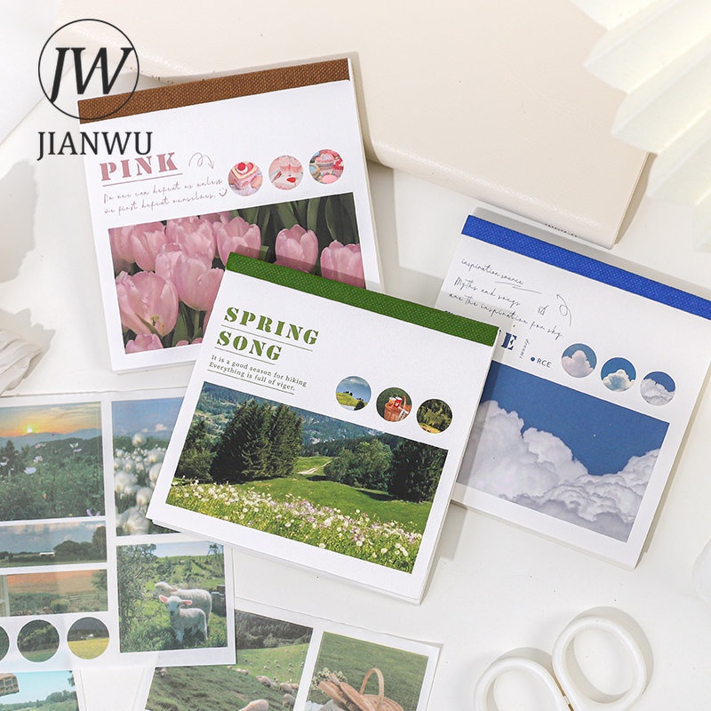 Set 40 Tờ Nhãn Dán Họa Tiết Phong Cảnh Trang Trí Sổ Tay DIY