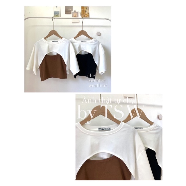 Set áo ba lỗ kèm croptop trắng ( Ảnh thật )
