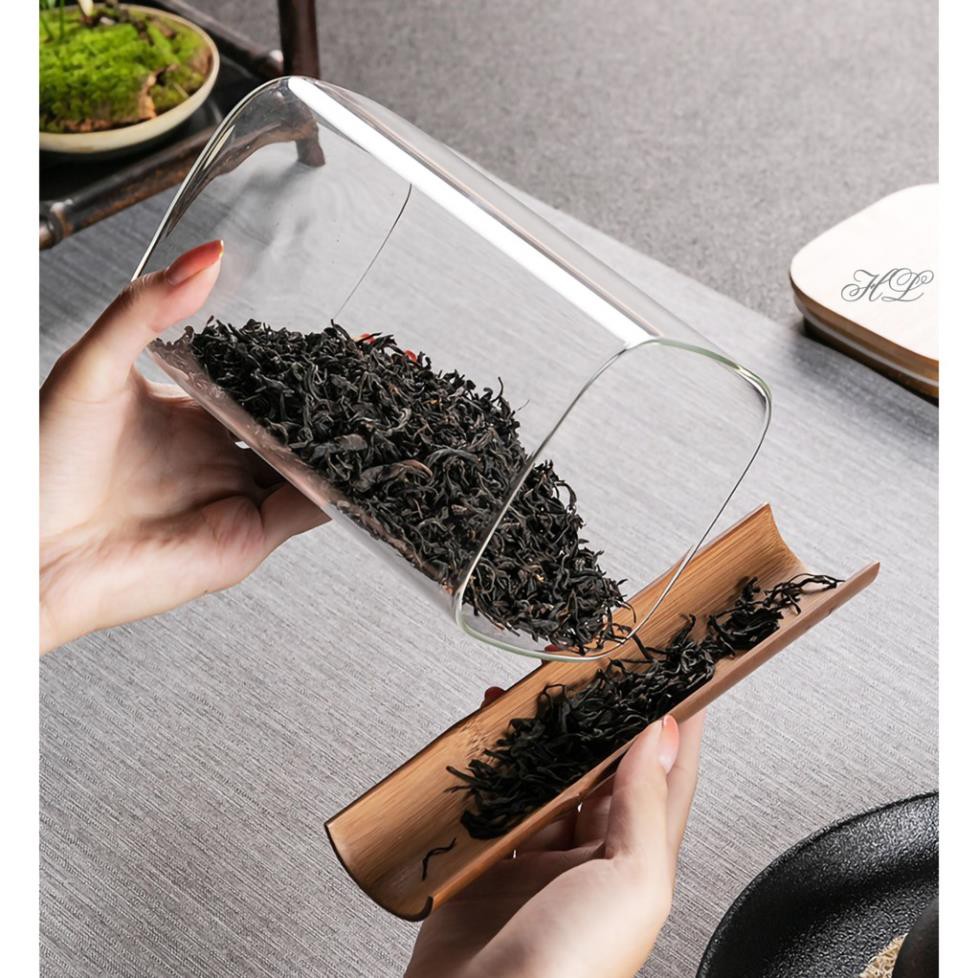 (hàng hot) Hũ Thủy Tinh Vuông Nắp Gỗ Tre Kín Hơi Đựng Thực Phẩm, Gia Vị Tiện Dụng