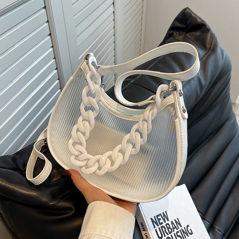 Túi Xách Đeo Vai Trong Suốt Phối Dây Xích Thời Trang Mùa Hè Hàn Quốc 2022 Cho Nữ