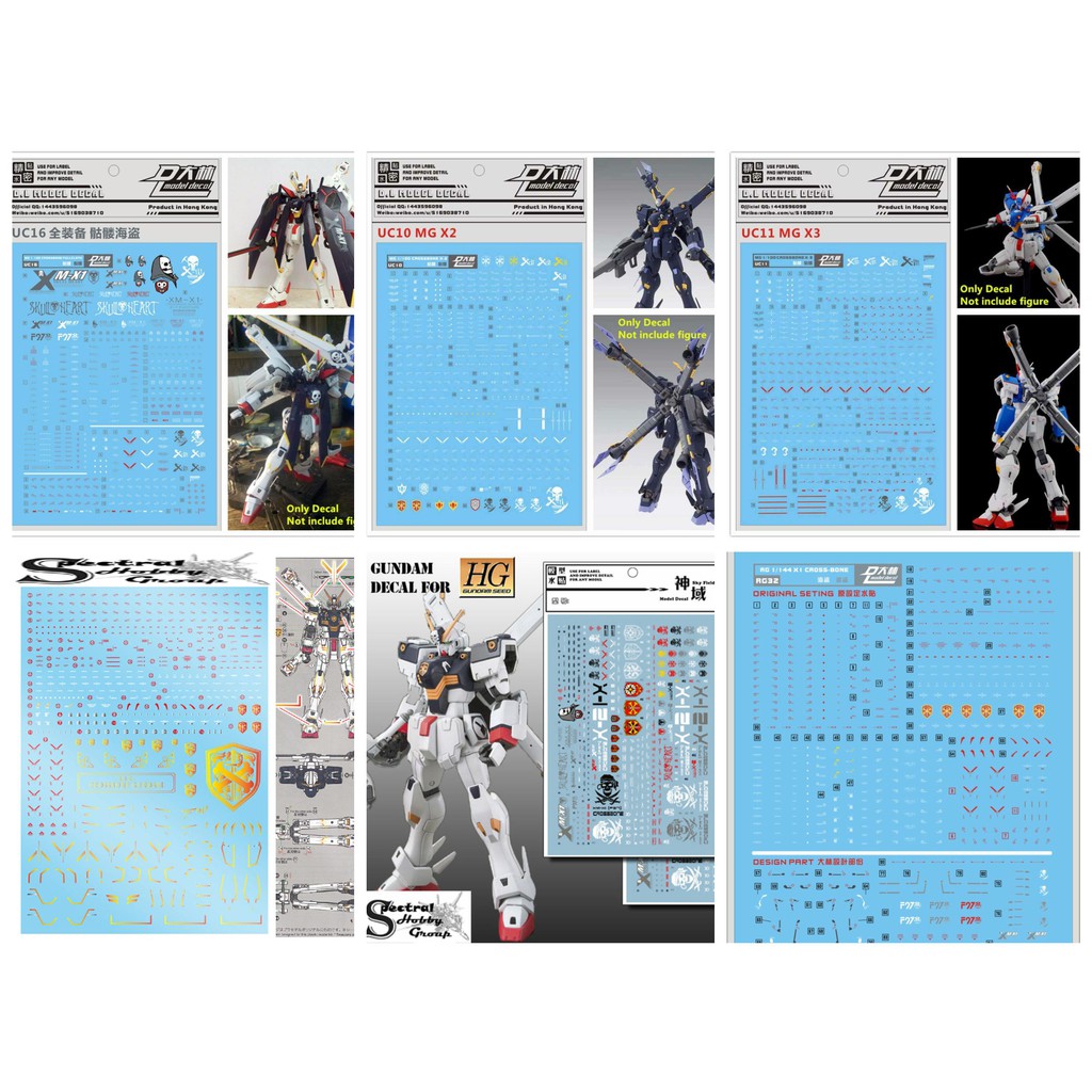 Decal nước dán mô hình MG HG RG Gundam Crossbone X1 Full Cloth X2 X3 metallic - Water sticker