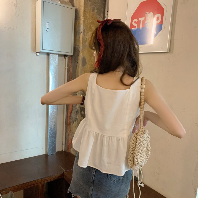 Áo babydoll 2 dây bản to chất đũi dành cho nữ phong cách hàn quốc siêu xinh freesize Mã TT3