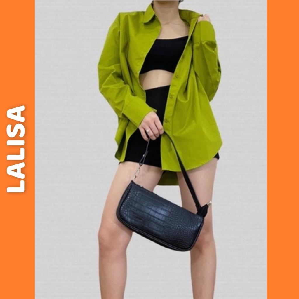 [Hỏa tốc SG] Áo Sơ Mi Nữ Form Rộng Dài Tay LALISA Áo Khoác Sơ Mi Tay Ngắn Trắng Đen Hồng Xanh Màu Trendy Hàn Quốc AO046