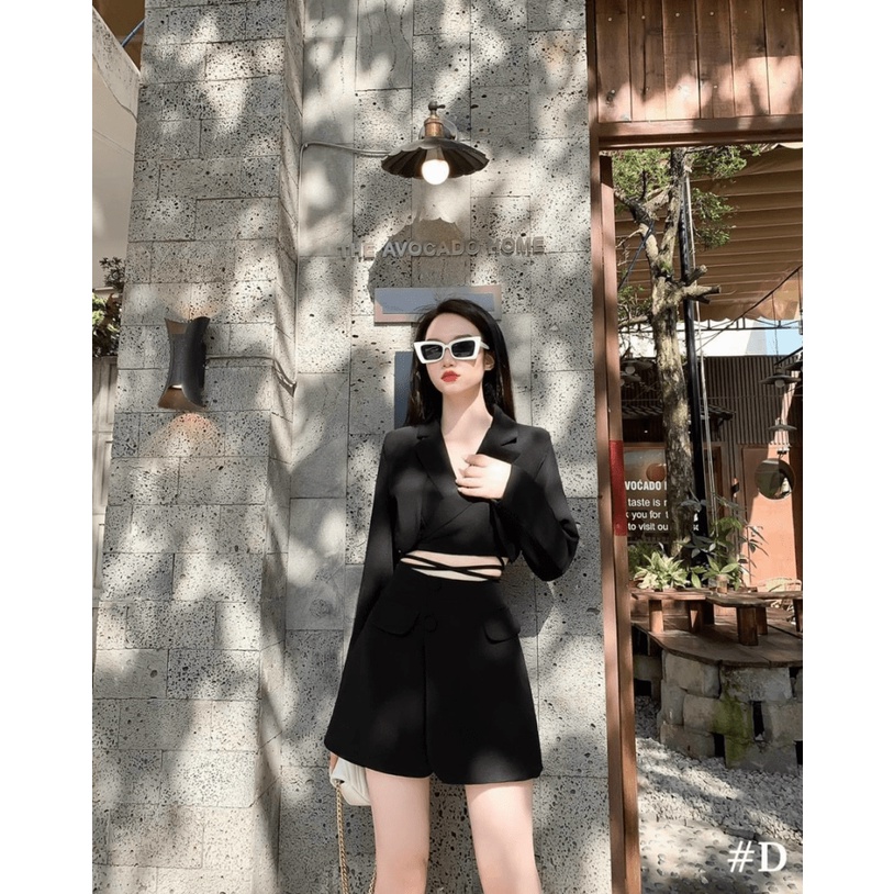 Sét Bộ Thời Trang Nữ Mặc Đi Chơi, Sét Bộ Chất Tuyết Mưa Tay Kiểu Dài Phối Cổ Vest Lịch Sự Nhã Nhặn NEW UNISEX