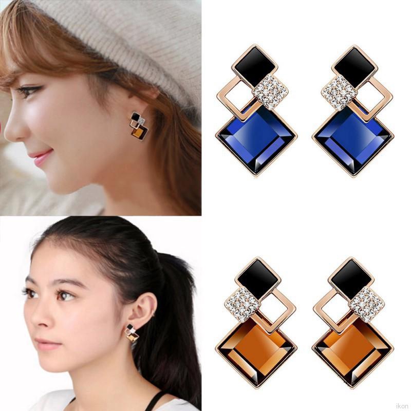 Bông tai hình thoi đính đá xinh xắn cho nữ