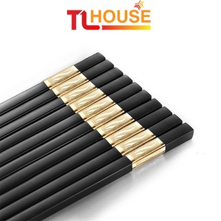 Hộp 10 đôi đũa hợp kim mạ vàng, bạc chống mốc cao cấp – TALI HOUSE