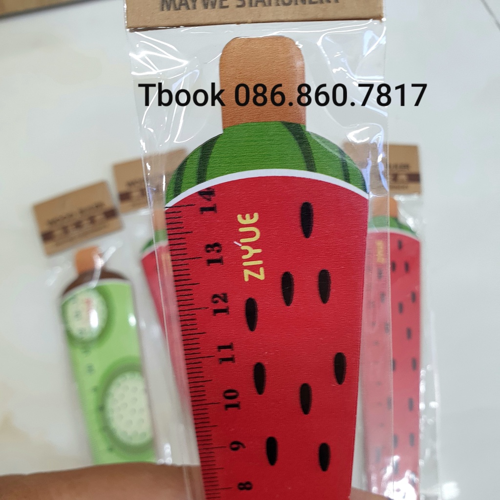 [Mã LIFEBOOK2 giảm 10% đơn 0Đ] Thước kẻ gỗ 15cm hình hoa quả dưa hấu kiwi