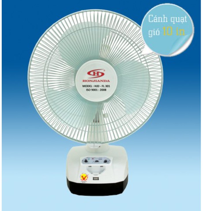 [Freeship70k] Quạt sạc tích điện Honjianda ⚡ BH 6 THÁNG ⚡ FL 301 có ổ sạc USB và đèn | BigBuy360 - bigbuy360.vn