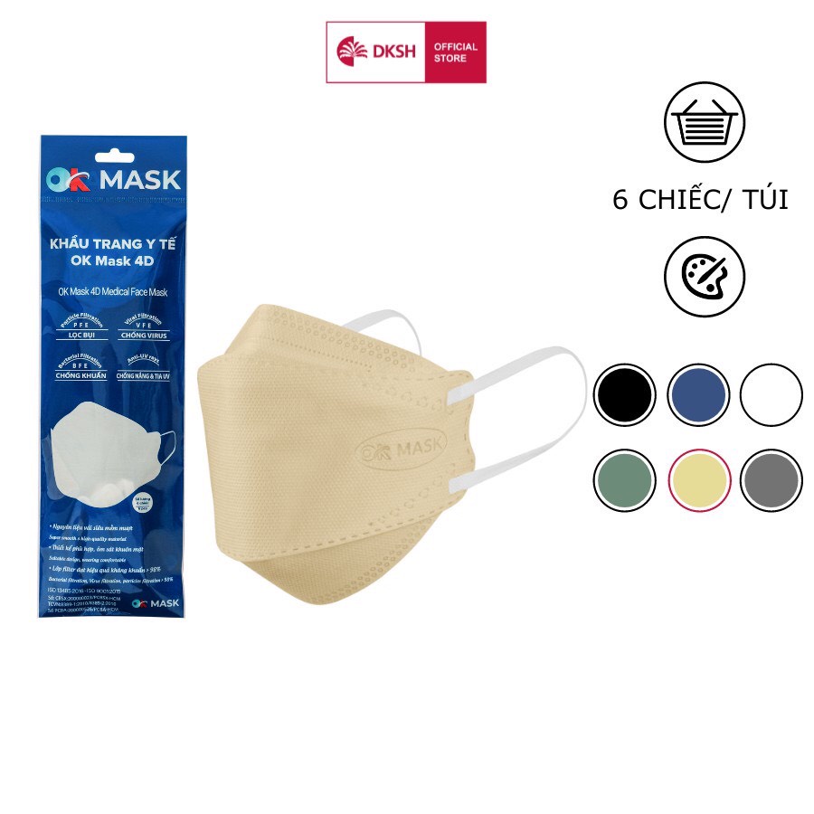 Khẩu trang 4D OK Mask (Kiểu dáng KF94) - Gói 6 cái