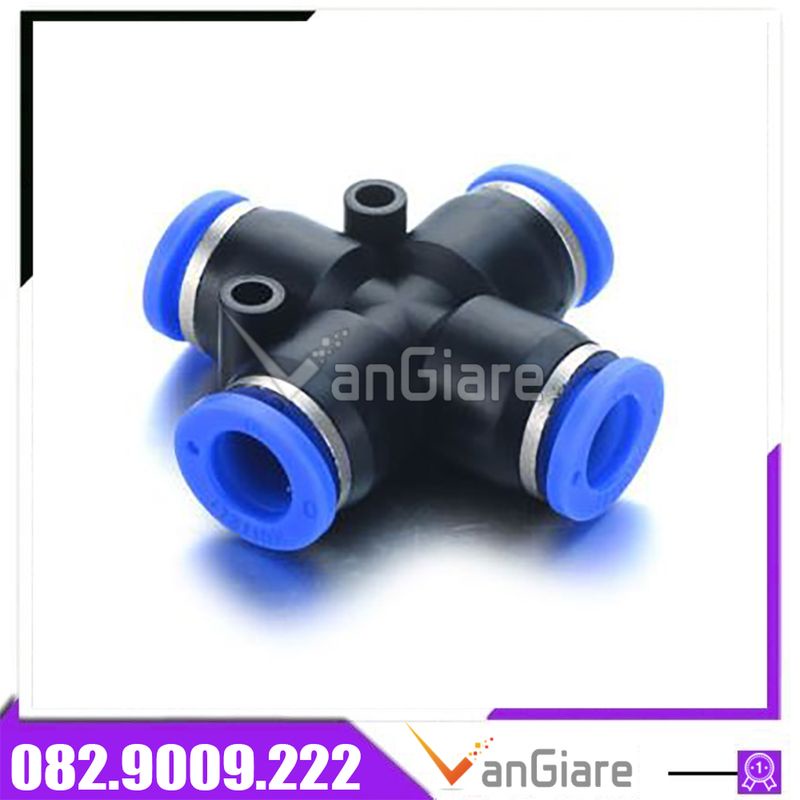 Nối chữ thập chia 4 ngã khí nén PZA ống 4mm 6mm 8mm 10mm 12mm