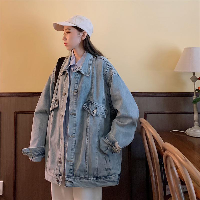 Denim jacket female spring, autumn and summer Korean version loose 2021 new ins tide Harajuku net red wind wild retro Hong Kong flavor | BigBuy360 - bigbuy360.vn