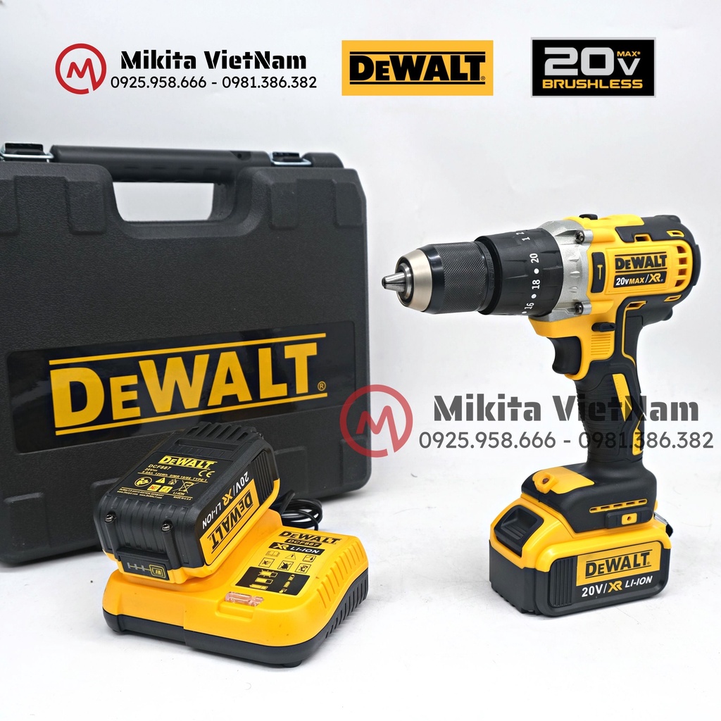 Máy Khoan Pin DeWaLT 20V Động Cơ Không Chổi Than, Đầu Auto Lock Thép 13mm
