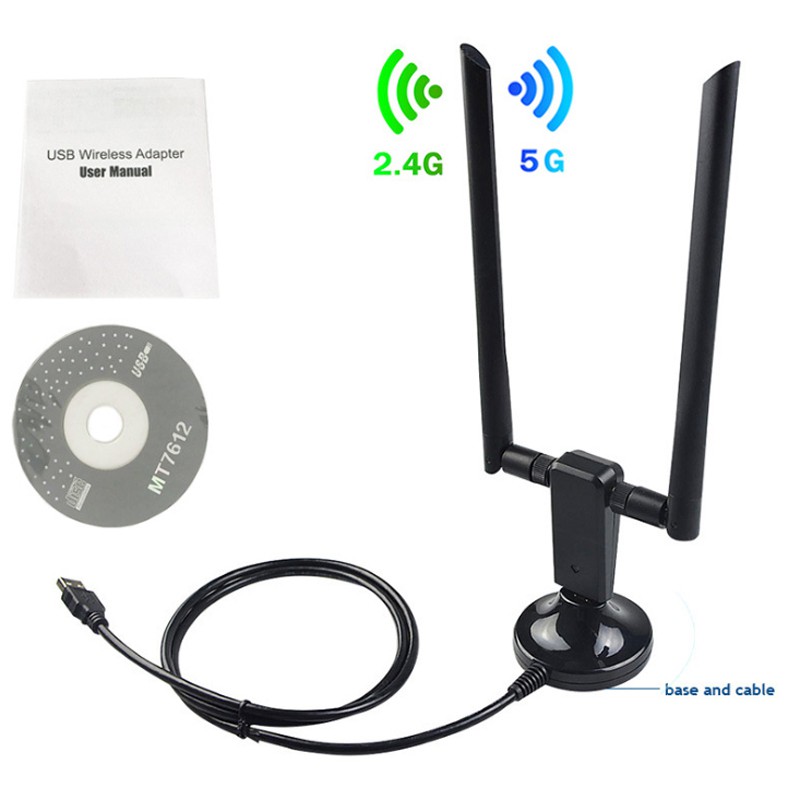 Bộ thu bộ chuyển đổi Wi-Fi không dây USB băng tần kép 2.4GHz / 5GHz dải dài 1200Mbps | BigBuy360 - bigbuy360.vn