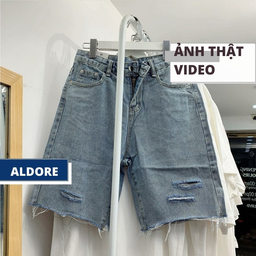 Quần short jean nữ lửng ngố ống rộng rách phong cách ullzzang mst4-2r